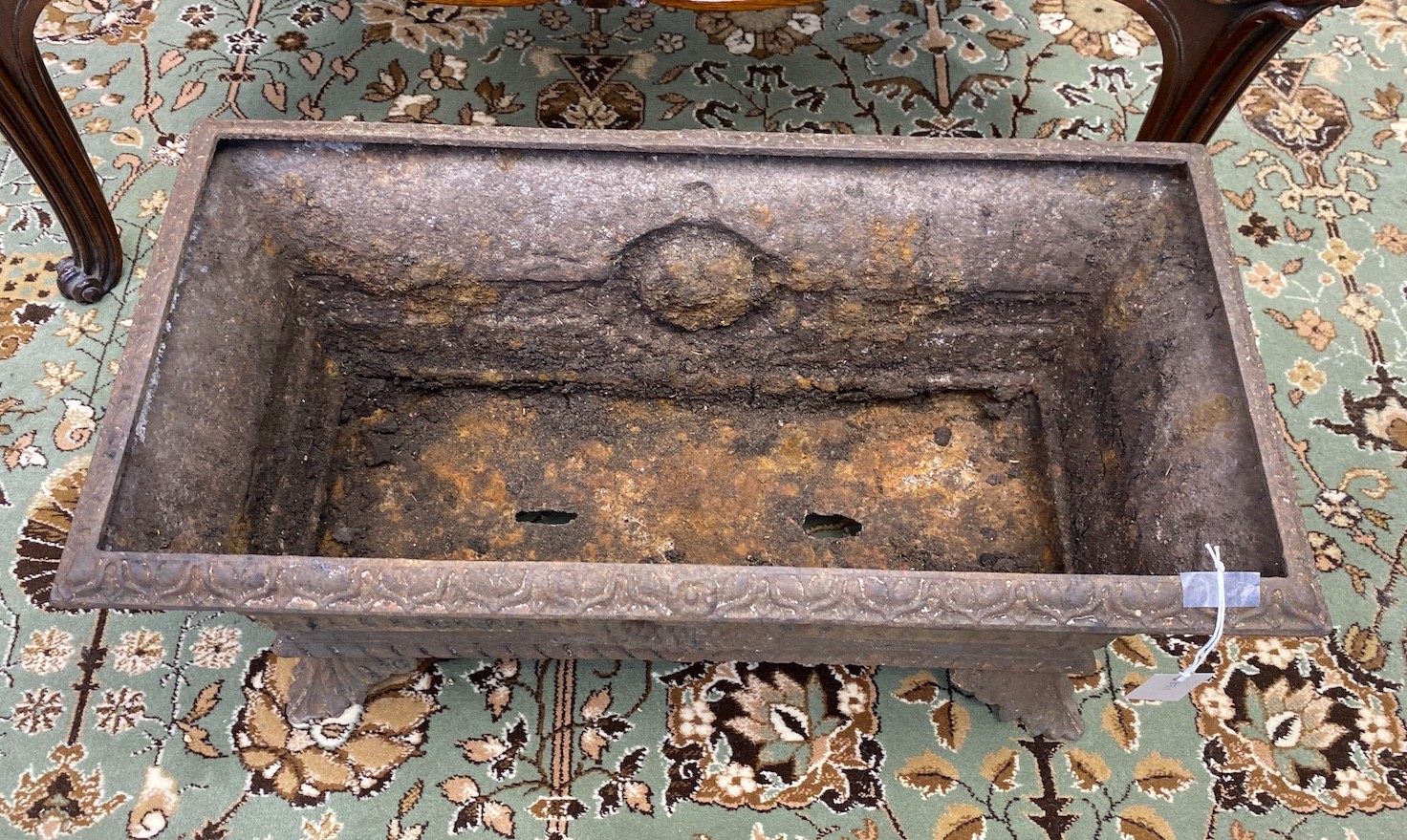 A Victorian rectangular cast iron planter, width 70cm, depth 36cm, height 35cm